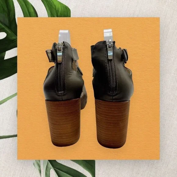 Marc Fisher Gabie Heels Grey Taupe Suede Cutout Block Heel Open Toe Cage Size 8M - Picture 9 of 13